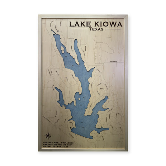 Lake Kiowa, Texas Wood Map — plain-background photo [MC20261006 q2080 ac10ae418ef6]