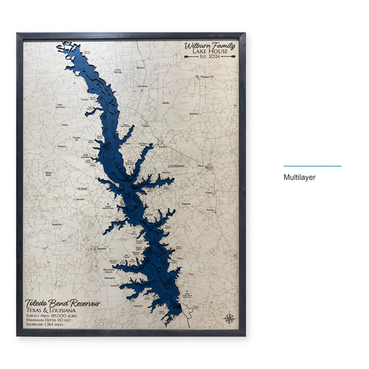 Toledo Bend Reservoir Wilburn Multilayer Wood Map — style-labeled photo [MC20261006 q2114 59c4faf32999]