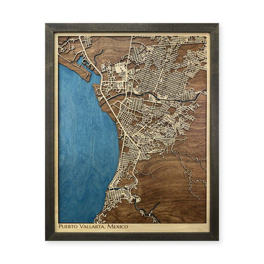 Puerto Vallarta, Mexico Wood City Map — plain-background photo [MC20261006 q2122 bd949fd6f822]