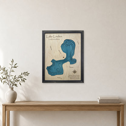 Lake Linden, Lindenhurst, Illinois Wood Map — room mockup [MC20261006 q2126 b11579d5d932]