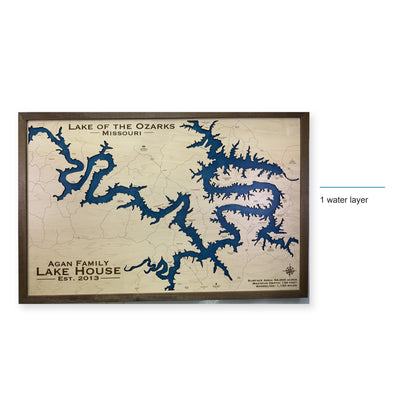 Lake of the Ozarks Missouri Agan Family Walnut Wide Single Water Layer Wood Map — style-labeled photo [MC20261006 q2130 3076da298661]
