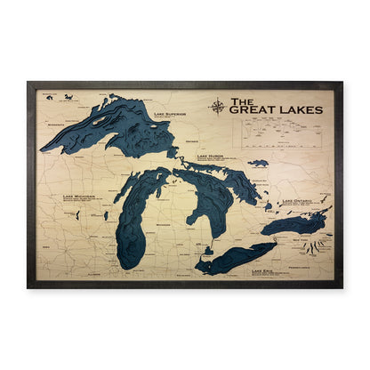 Great Lakes Charcoal Multilayer Wood Map — Multilayer main photo [MC20261006 q2132 67fb99379c5e]