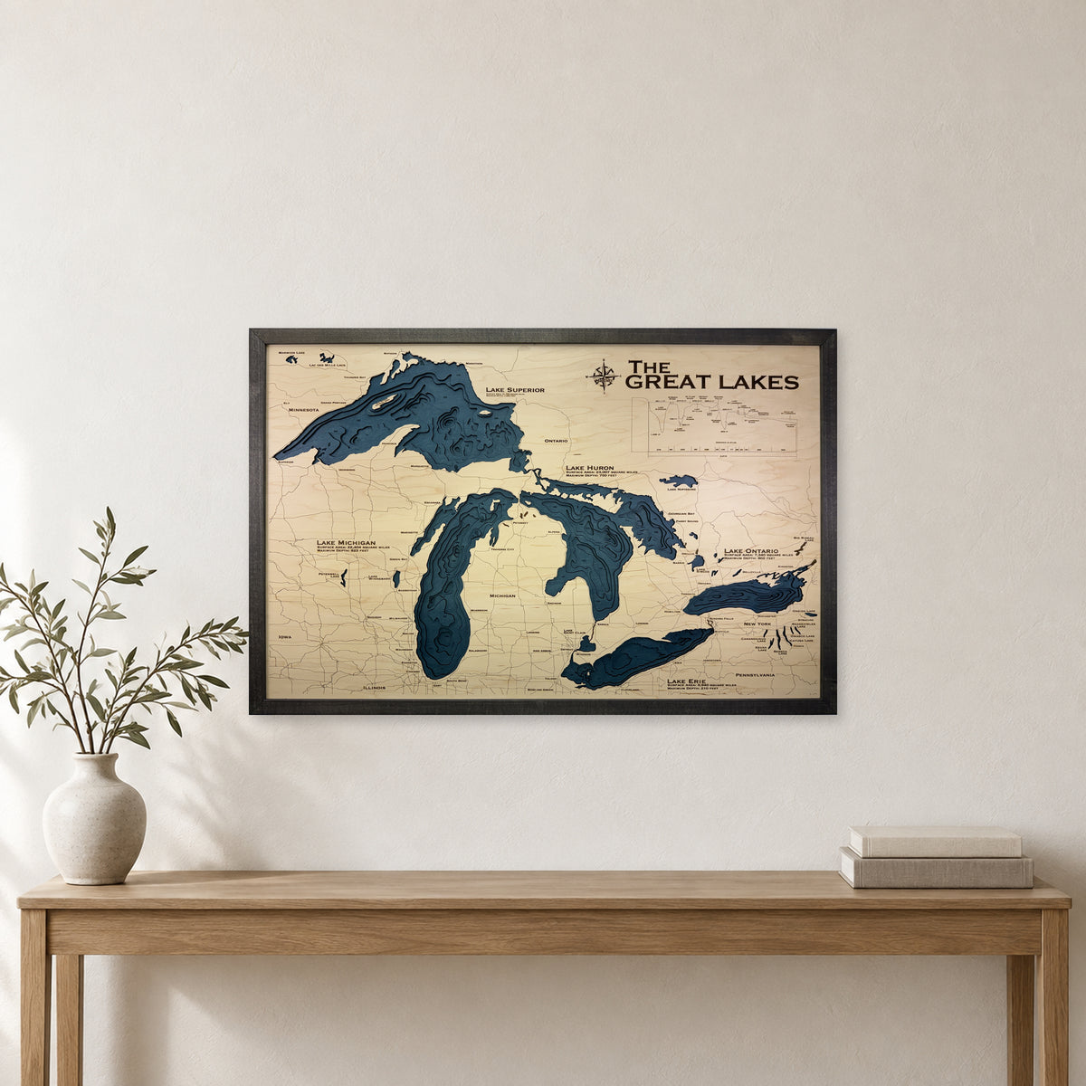 Great Lakes Charcoal Multilayer Wood Map — room mockup [MC20261006 q2132 47cc048df609]