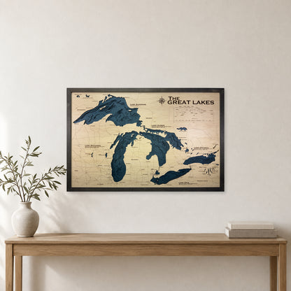 Great Lakes Charcoal Multilayer Wood Map — room mockup [MC20261006 q2132 47cc048df609]