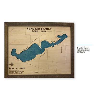 Maple Lake, Minnesota Wood Map — style-labeled photo [MC20261006 q2138 c775f4871e77]