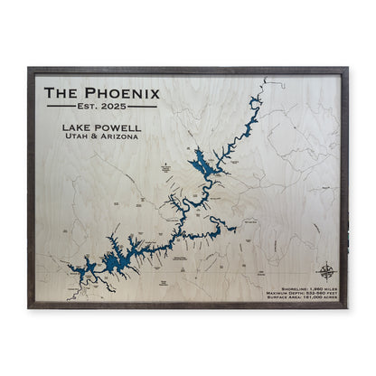 Lake Powell Utah Arizona The Phoenix Walnut Single Water Layer Wood Map — 1 water layer main photo [MC20261006 q2181 4de5860dd1a7]