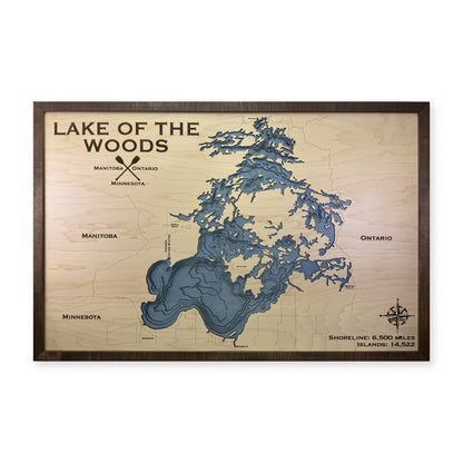 Lake of the Woods Walnut Horizontal Bold Multilayer Wood Map — Multilayer water main photo [MC20261006 q2184 07c66a76944c]