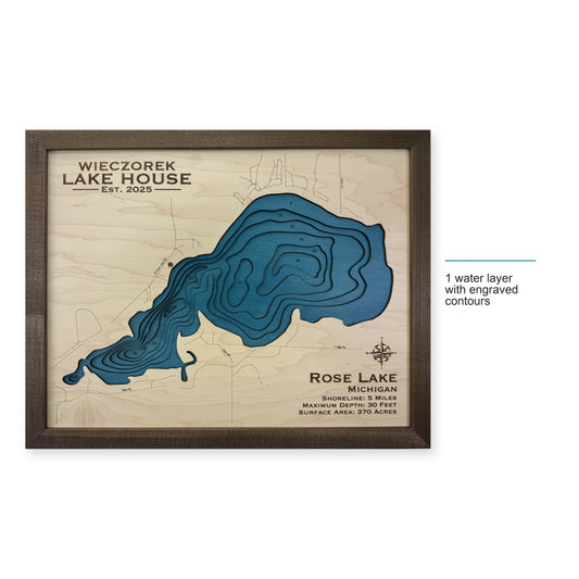 Rose Lake, Michigan Wood Map — style-labeled photo [MC20261006 q2194 b4e7b184c6c5]