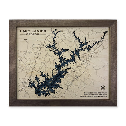 Lake Lanier Georgia Multilayer Wood Map — Multilayer water main photo [MC20261006 q2218 e6ed4b010034]