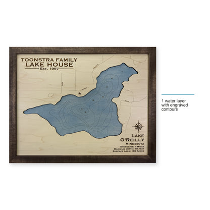 Lake O’Reilly, Minnesota Wood Map — style-labeled photo [MC20261006 q2238 8f68de78a362]