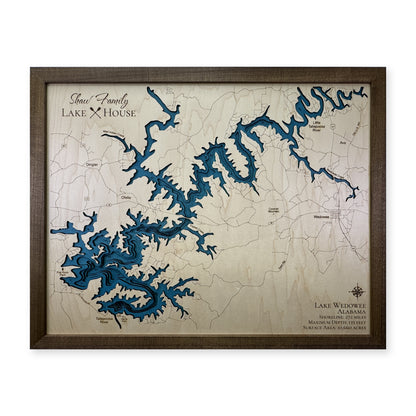 Lake Wedowee Alabama Shaw Family Walnut Multilayer Wood Map — Multilayer water main photo [MC20261006 q2249 acb2dcf0dbba]