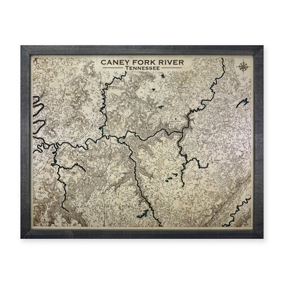 Caney Fork River, Tennessee Topographic Wood Map — plain-background photo [MC20261006 q2259 cfa484734daa]