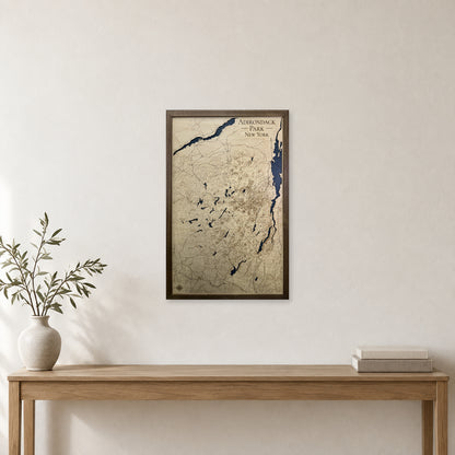 Adirondack Park New York Topographic Wood Map — room mockup [MC20261006 q2270 fc75c0a55b33]