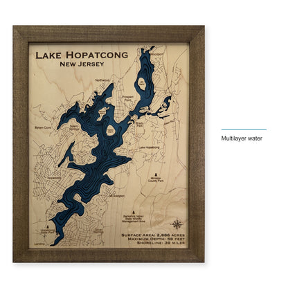 Lake Hopatcong New Jersey Walnut Bold Plain Multilayer Wood Map — style-labeled photo [MC20261006 q2276 57983aa62f9d]