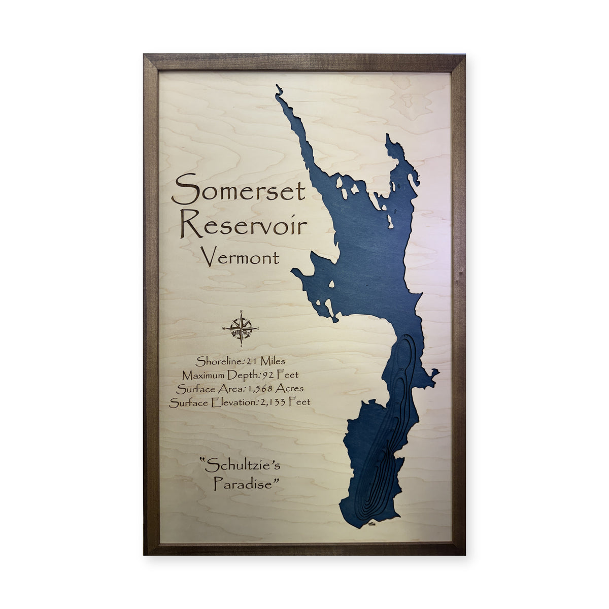 Somerset Reservoir, Vermont Wood Map — plain-background photo [MC20261006 q2280 a6cefc34015e]
