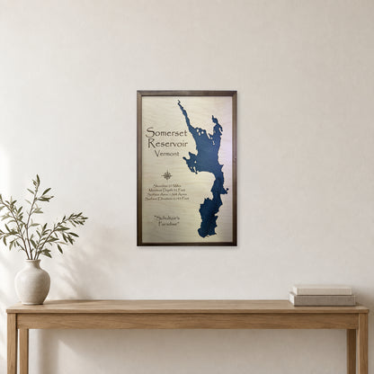 Somerset Reservoir, Vermont Wood Map — room mockup [MC20261006 q2280 f1f8485a8c26]