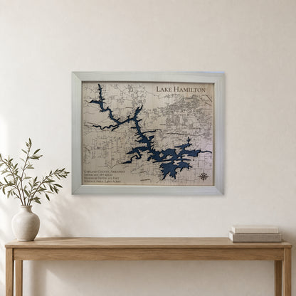 Lake Hamilton Arkansas Natural Plain Multilayer Wood Map — room mockup [MC20261006 q2295 394d591725a6]