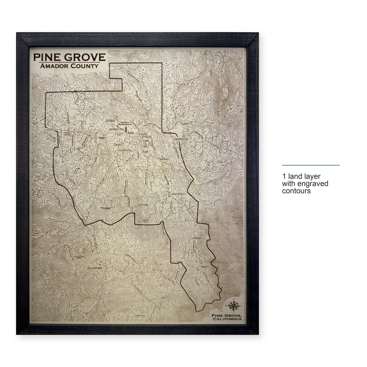Pine Grove, Amador County, California Topographic Wood Map — style-labeled photo [MC20261006 q2319 4eb3a9612f72]