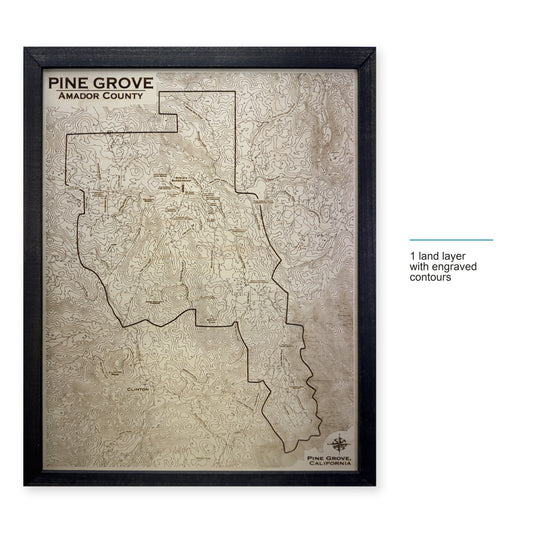 Pine Grove, Amador County, California Topographic Wood Map — style-labeled photo [MC20261006 q2319 4eb3a9612f72]
