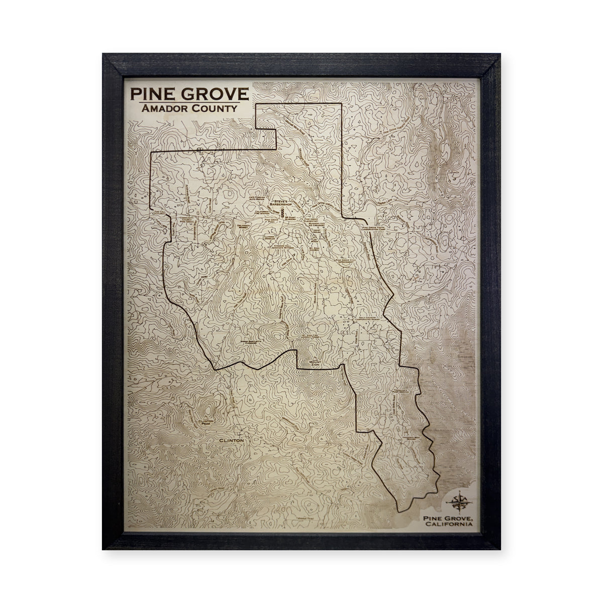 Pine Grove, Amador County, California Topographic Wood Map — plain-background photo [MC20261006 q2319 fcf8c1e8497d]