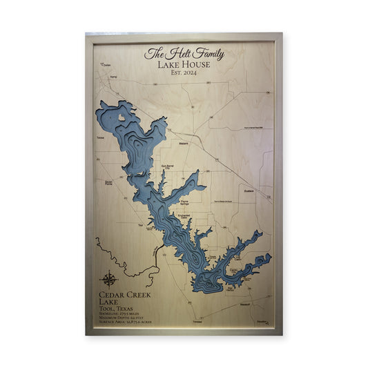 Cedar Creek Lake Texas Helt Multilayer Wood Map — Multilayer water main photo [MC20261006 q2323 db4e2aa73dcb]
