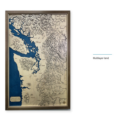 Pacific Northwest Portrait Topographic Multilayer Wood Map — style-labeled photo [MC20261006 q2338 888882dd22c8]