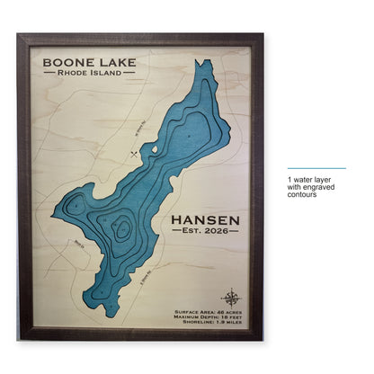 Boone Lake, Rhode Island Wood Map — style-labeled photo [MC20261006 q2378 2a26945b819c]