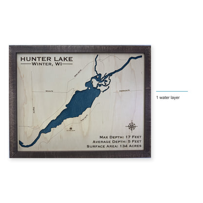 Hunter Lake, Winter, Wisconsin Wood Map — style-labeled photo [MC20261006 q2384 af9517273fc7]
