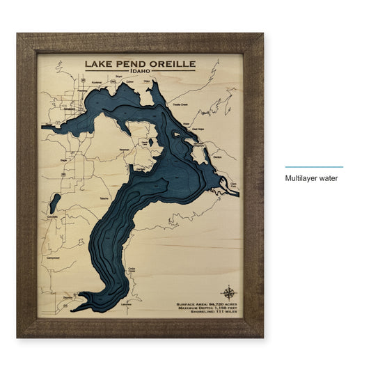 Lake Pend Oreille Idaho Multilayer Wood Map — style-labeled photo [MC20261006 q2394 0fd4fdb1af8b]