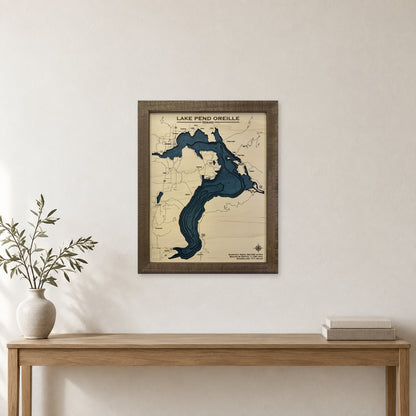 Lake Pend Oreille Idaho Multilayer Wood Map — room mockup [MC20261006 q2394 4ead0bc2289a]