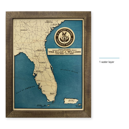 Florida Coast Guard Allan Williams Wood Map — style-labeled photo [MC20261006 q2400 90c8ddd89d35]