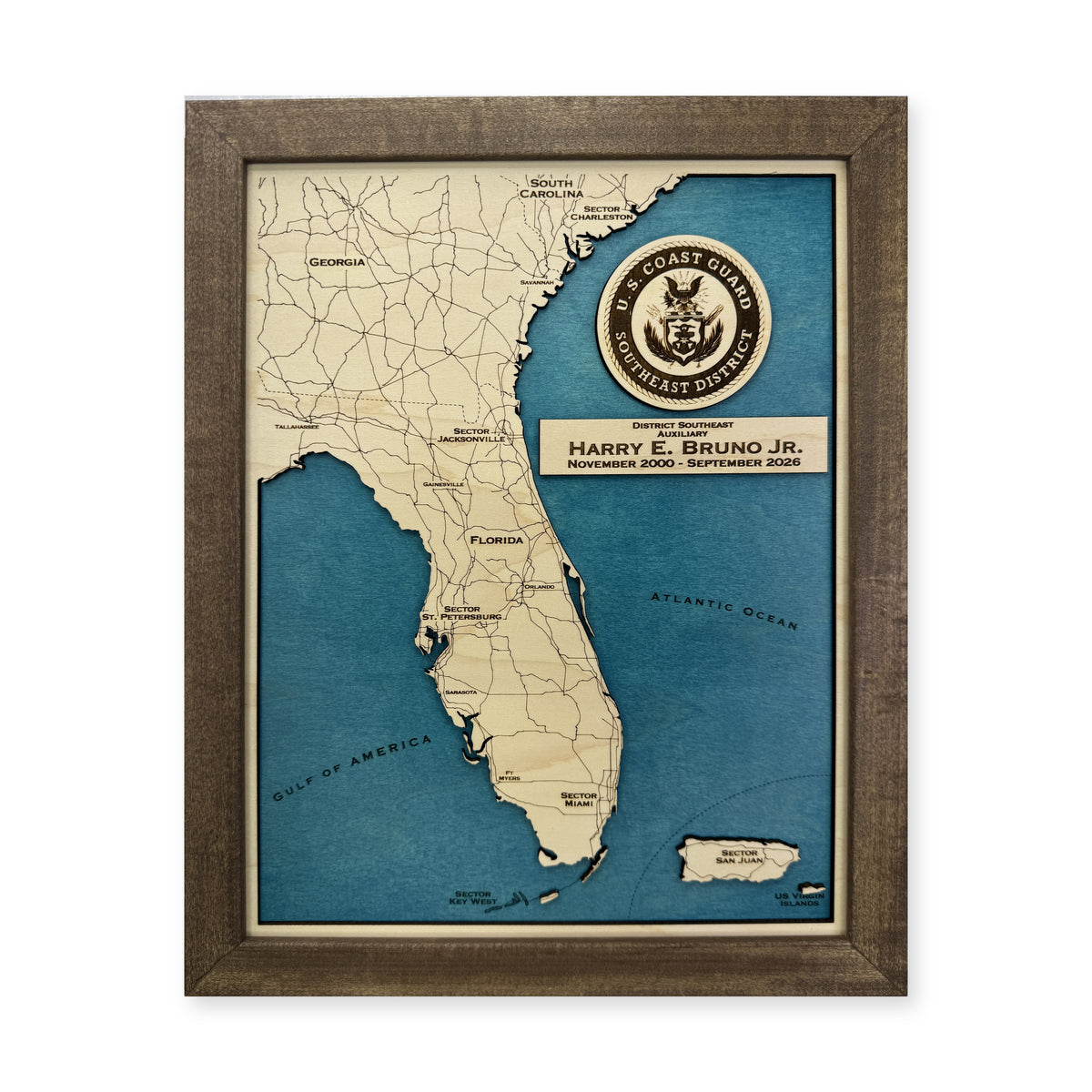 Florida Coast Guard Harry Bruno Wood Map — 1 water layer main photo [MC20261006 q2402 9dcd9ce5c457]