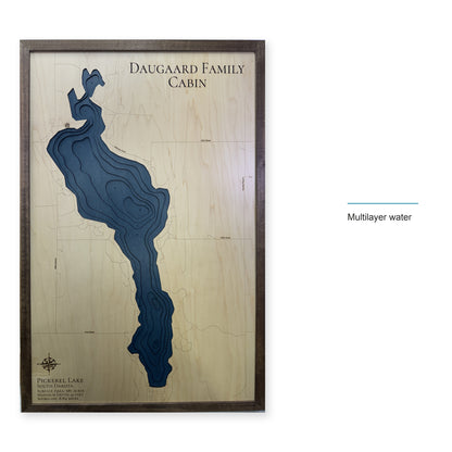 Pickerel Lake, South Dakota Wood Map — style-labeled photo [MC20261006 q2406 0e20f3c81013]
