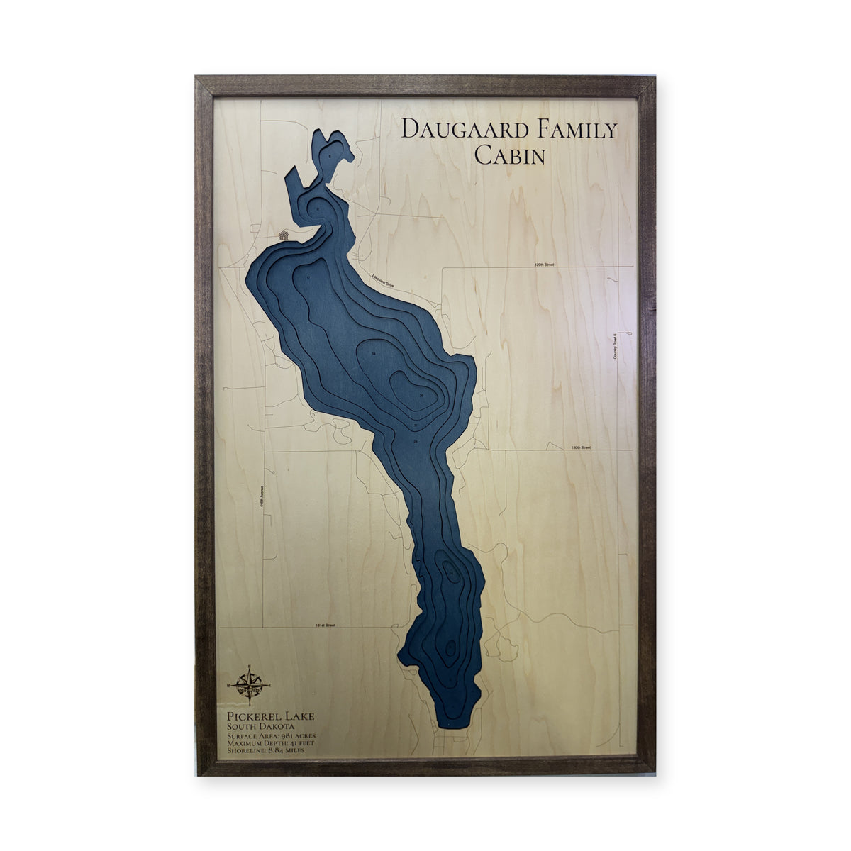 Pickerel Lake, South Dakota Wood Map — plain-background photo [MC20261006 q2406 bec4bad0ebc7]