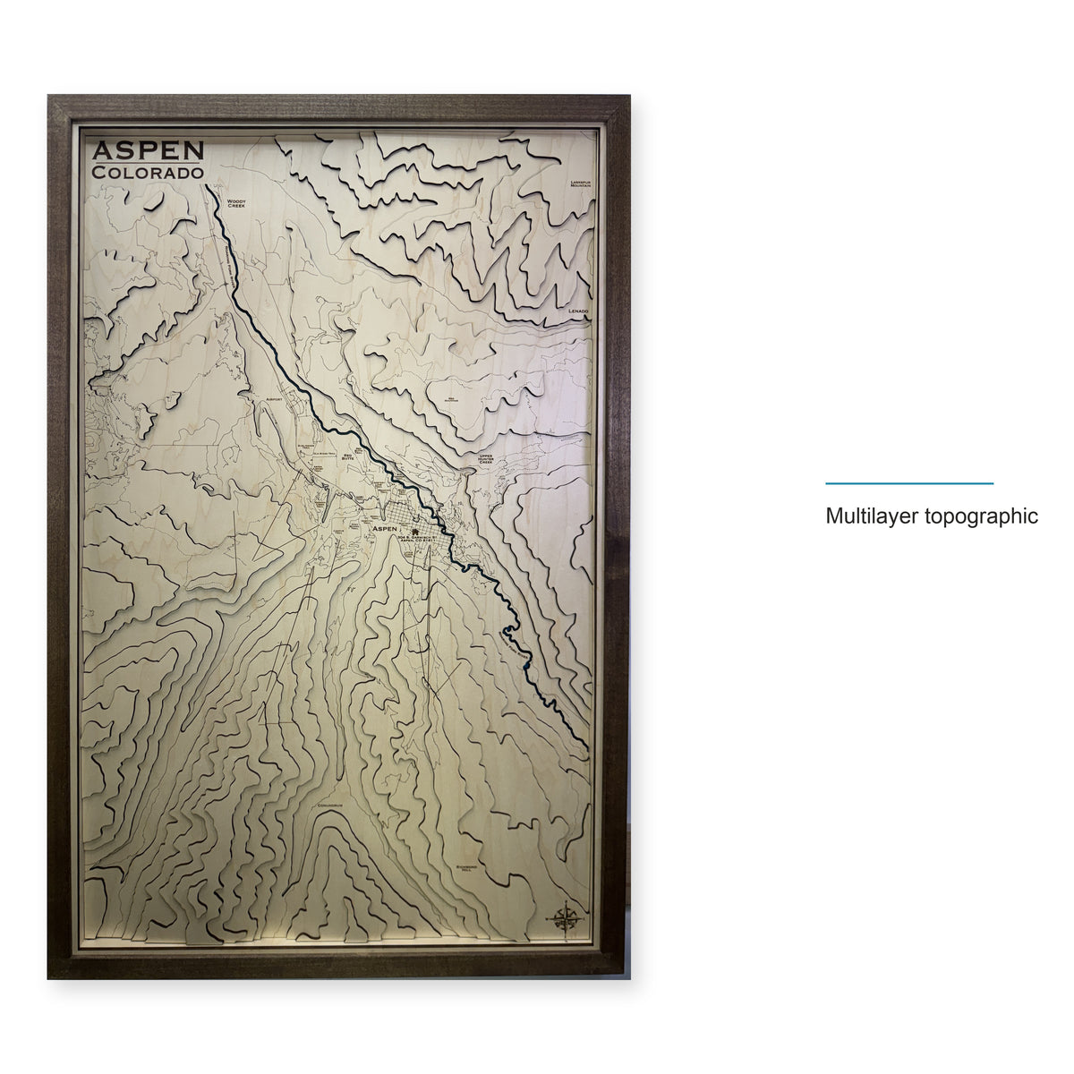 Aspen, Colorado Topographic Wood Map — style-labeled photo [MC20261006 q2408 ab716f127c3f]