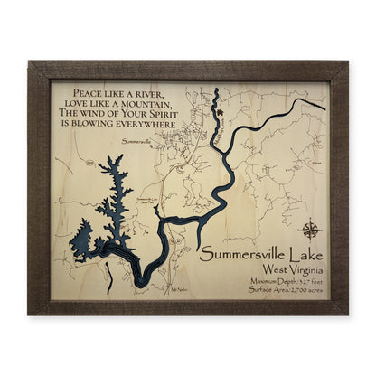 Summersville Lake, West Virginia Wood Map — plain-background photo [MC20261006 q2454 40e1dba445eb]
