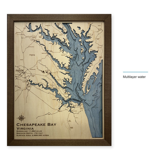 Chesapeake Bay Virginia Multilayer Wood Map — style-labeled photo [MC20261006 q2477 046e5c2b0365]
