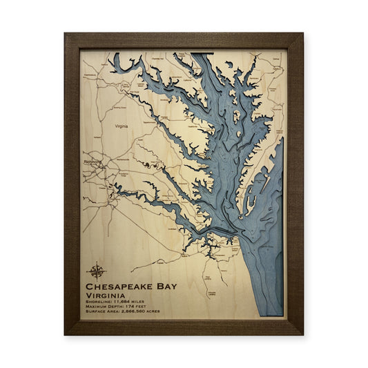Chesapeake Bay Virginia Multilayer Wood Map — Multilayer water main photo [MC20261006 q2477 c9f1569a3253]