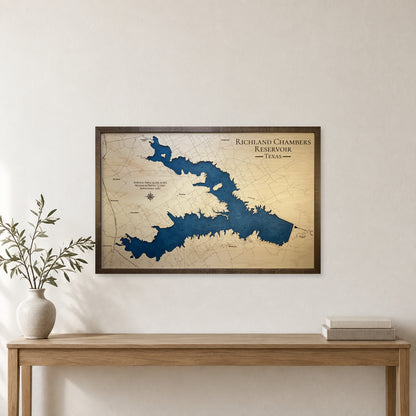 Richland Chambers Reservoir, Texas Wood Map — room mockup [MC20261006 q2481 e26284d370eb]