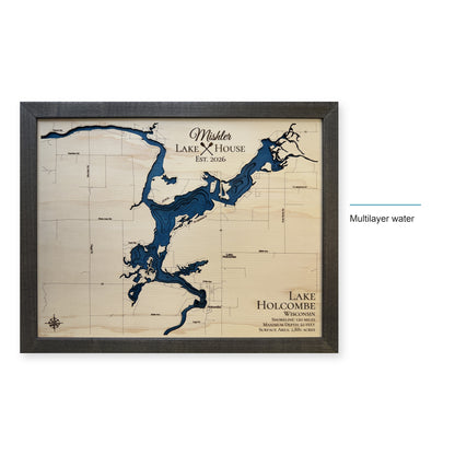 Lake Holcombe, Wisconsin Wood Map — style-labeled photo [MC20261006 q2484 fe8528c65be3]