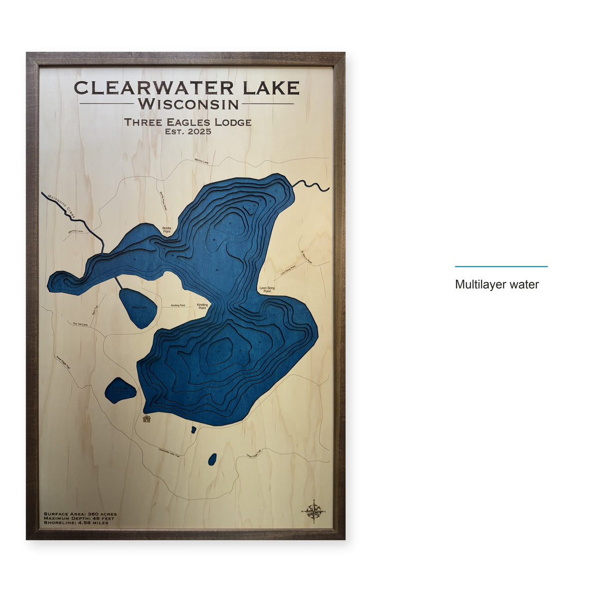 Clearwater Lake, Wisconsin Wood Map — style-labeled photo [MC20261006 q2491 ca59f90dd39c]