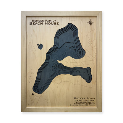 Peters Pond, Cape Cod, Massachusetts Wood Map — plain-background photo [MC20261006 q2499 6c412d6d08b8]