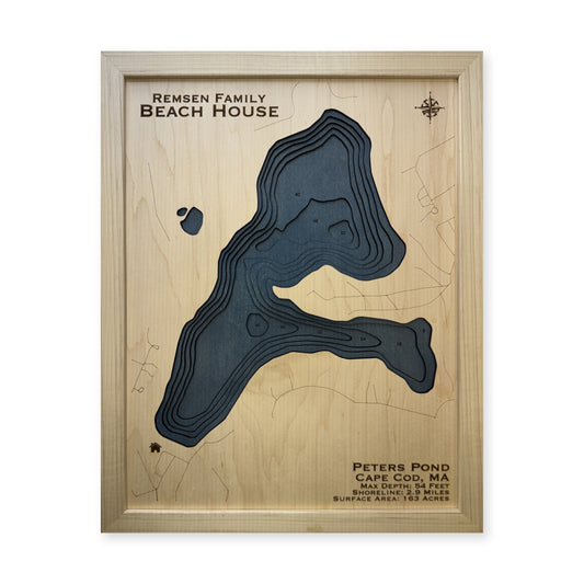 Peters Pond, Cape Cod, Massachusetts Wood Map — plain-background photo [MC20261006 q2499 6c412d6d08b8]