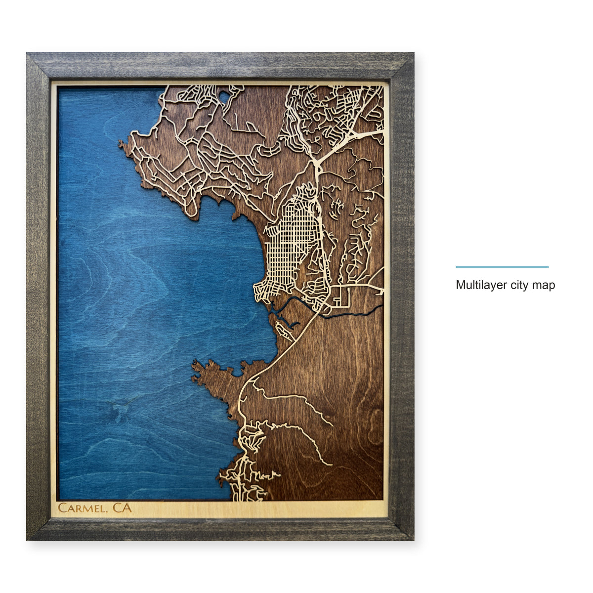 Carmel, California Wood City Map — style-labeled photo [MC20261006 q2500 522bb9f860dd]
