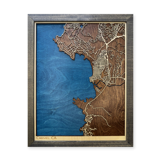 Carmel, California Wood City Map — plain-background photo [MC20261006 q2500 372592bf2ea9]