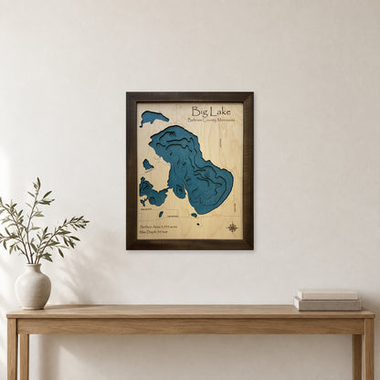 Big Lake Beltrami County Minnesota Multilayer Wood Map — room mockup [MC20261006 q2510 1b898019ad7a]