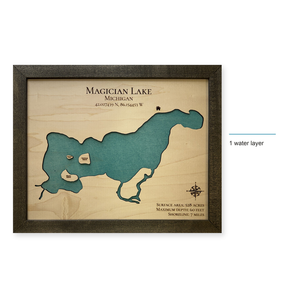 Magician Lake, Michigan Wood Map — style-labeled photo [MC20261006 q2512 1bb034b57cc5]