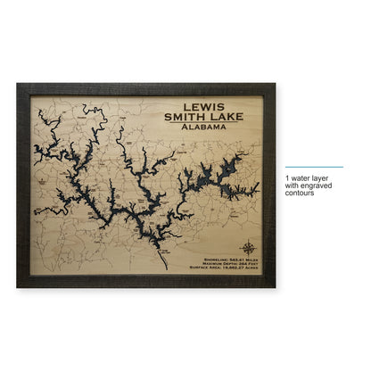 Lewis Smith Lake, Alabama Wood Map — style-labeled photo [MC20261006 q2548 69d6c6dead87]