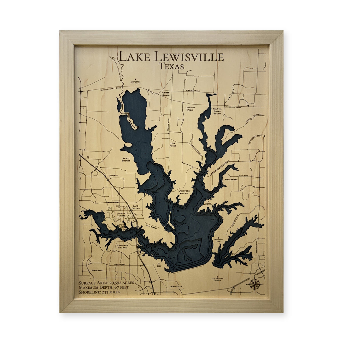 Lake Lewisville Texas Natural Multilayer Wood Map — Multilayer water main photo [MC20261006 q2558 729b48364538]