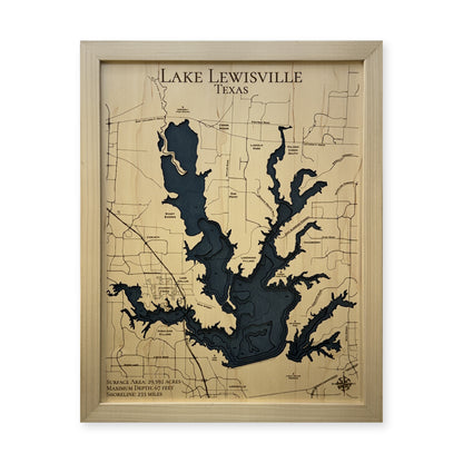 Lake Lewisville Texas Natural Multilayer Wood Map — Multilayer water main photo [MC20261006 q2558 729b48364538]